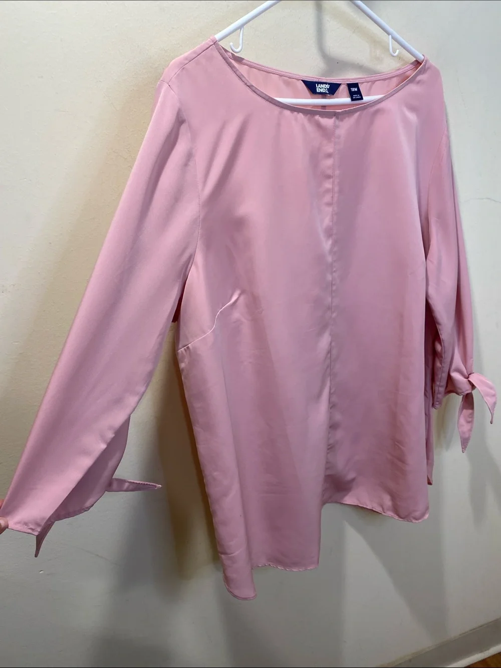 Lands' End Pink Tie-Sleeve Blouse Plus Size 18W
